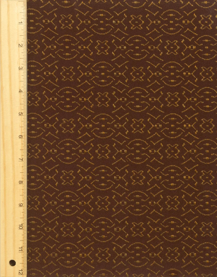 Back USA-made Art Deco bronze and red vintage speaker grill cloth, perfect for restoring 1930s-40s RCA 100 Series Cathedral and Tombstone radios with authentic style.