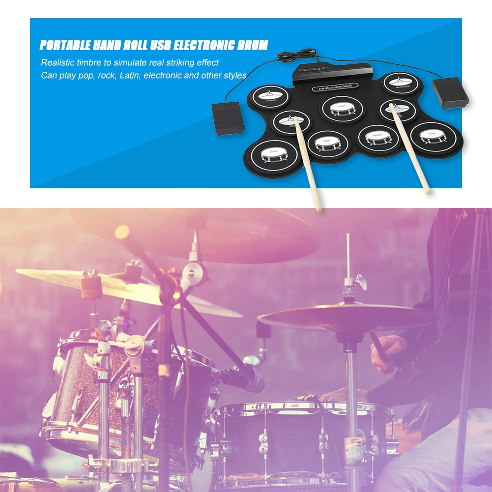 USB Rechargeable Roll-Up Drum Set