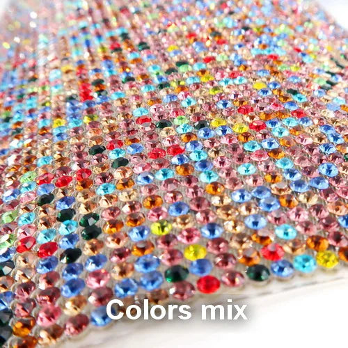 Vibrant adhesive speaker wrap with a sleek design, featuring a decorative glass rhinestone trim for a stylish and elegant touch.