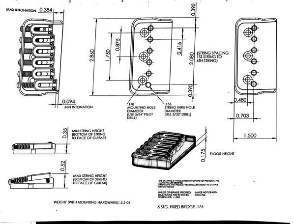 Electric Guitar Bridge Fixed