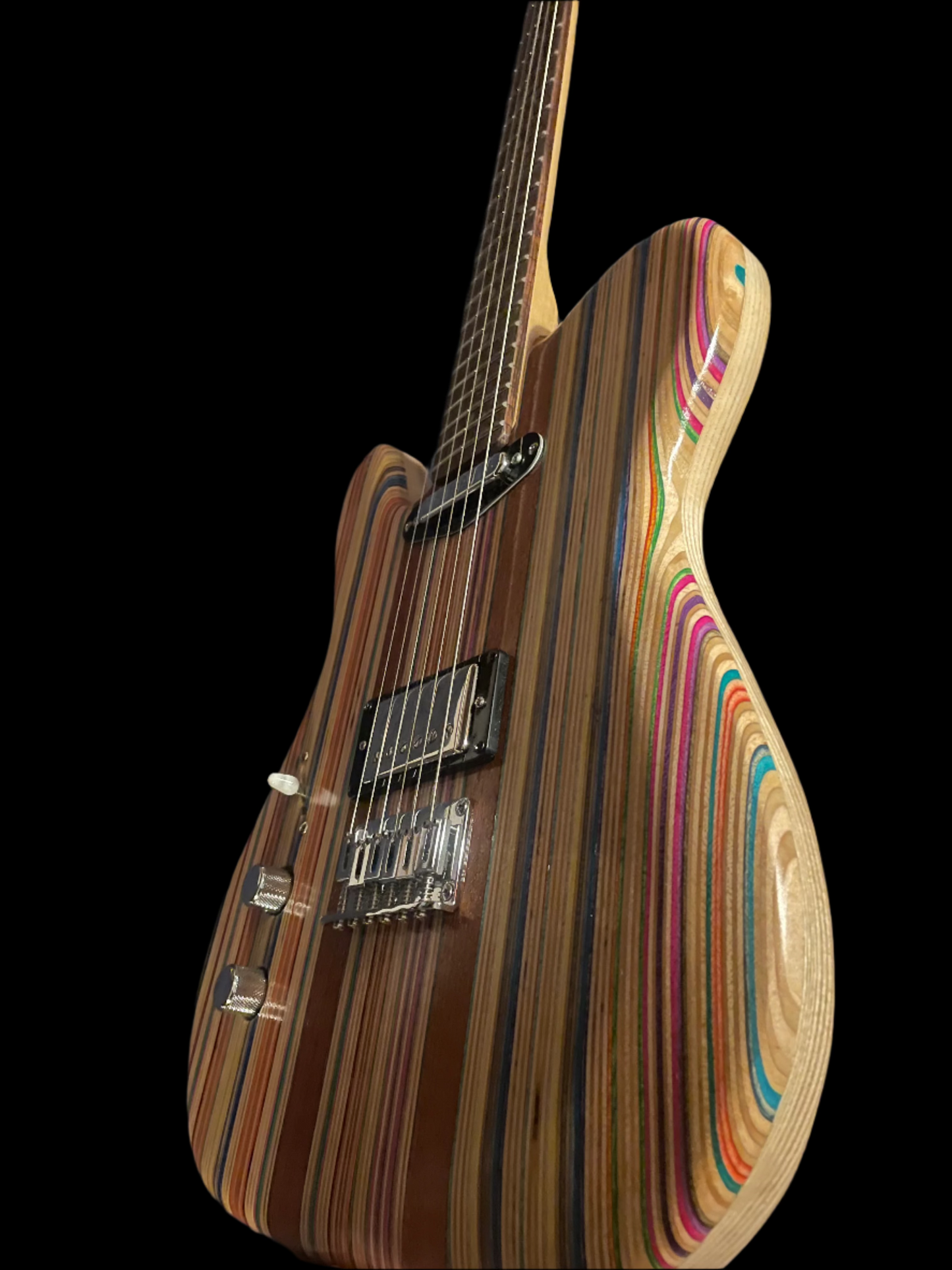 LEFTY Skateboard Guitar – Tele Shape, Cherry & Ash