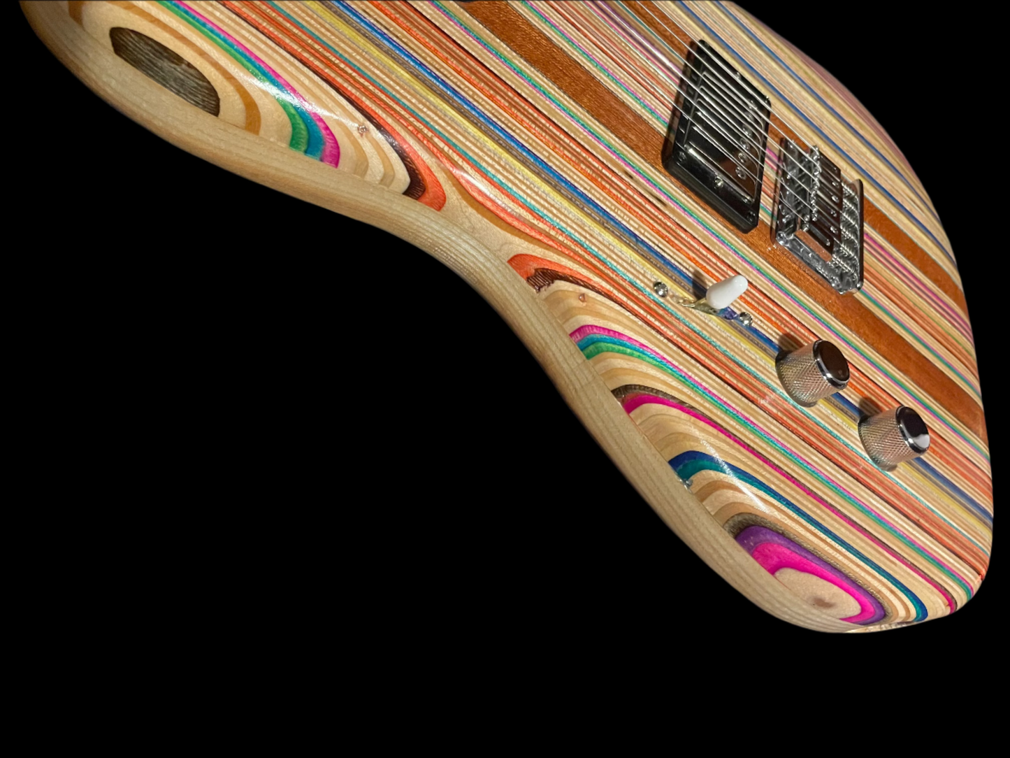 LEFTY Skateboard Guitar – Tele Shape, Cherry & Ash