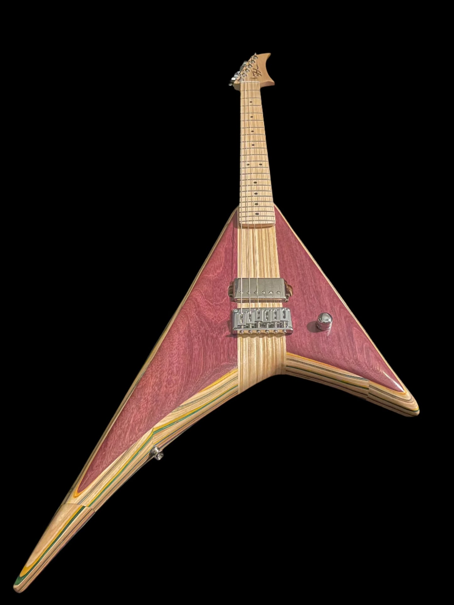 Offset V Skateboard Guitar – Purpleheart & Maple