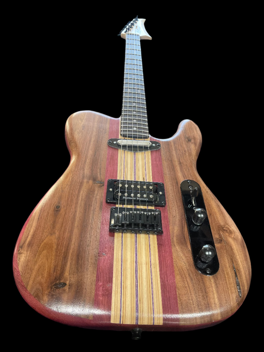 Skateboard Guitar Tele Shape – Walnut & Purpleheart