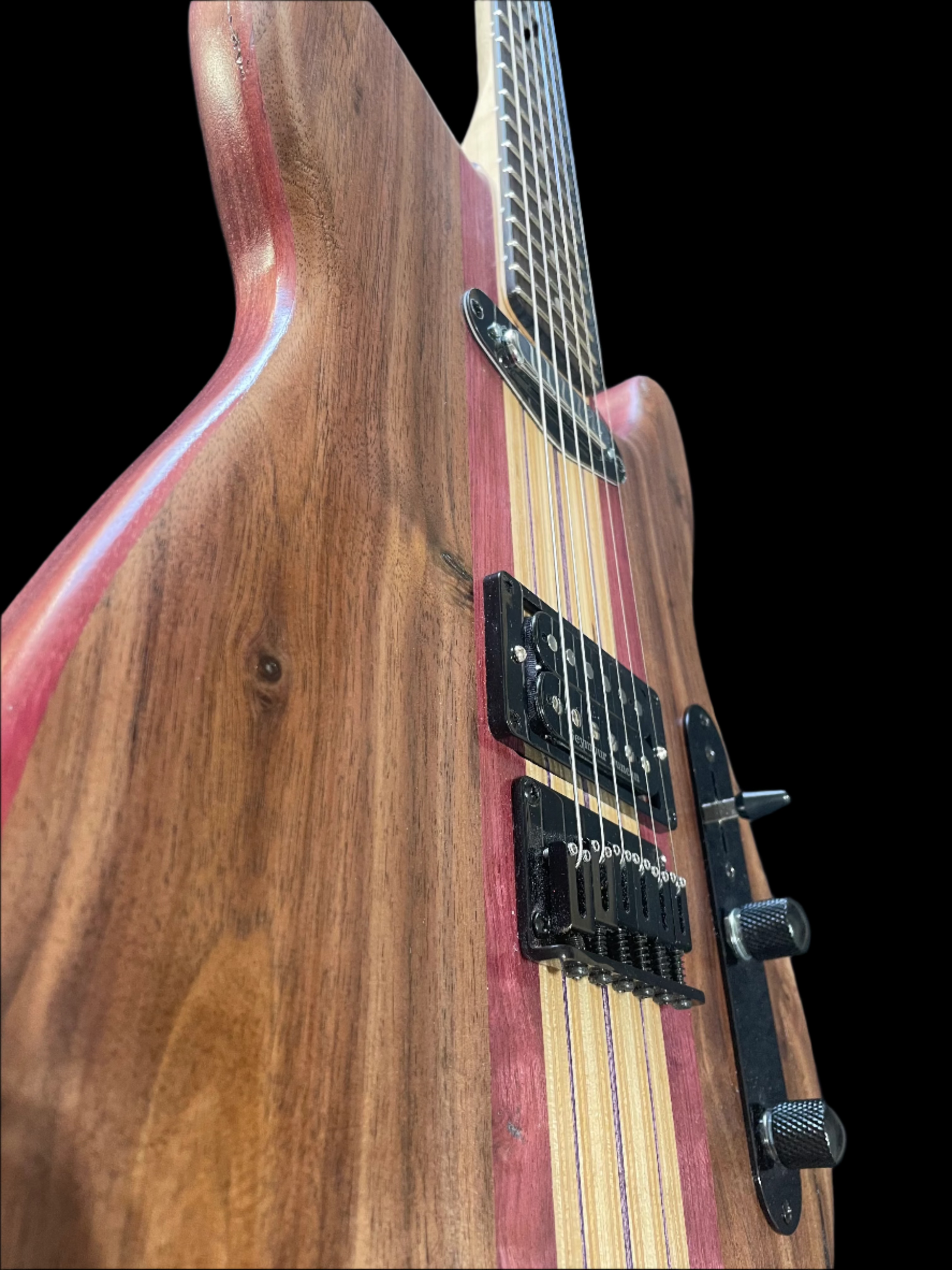 Skateboard Guitar Tele Shape – Walnut & Purpleheart