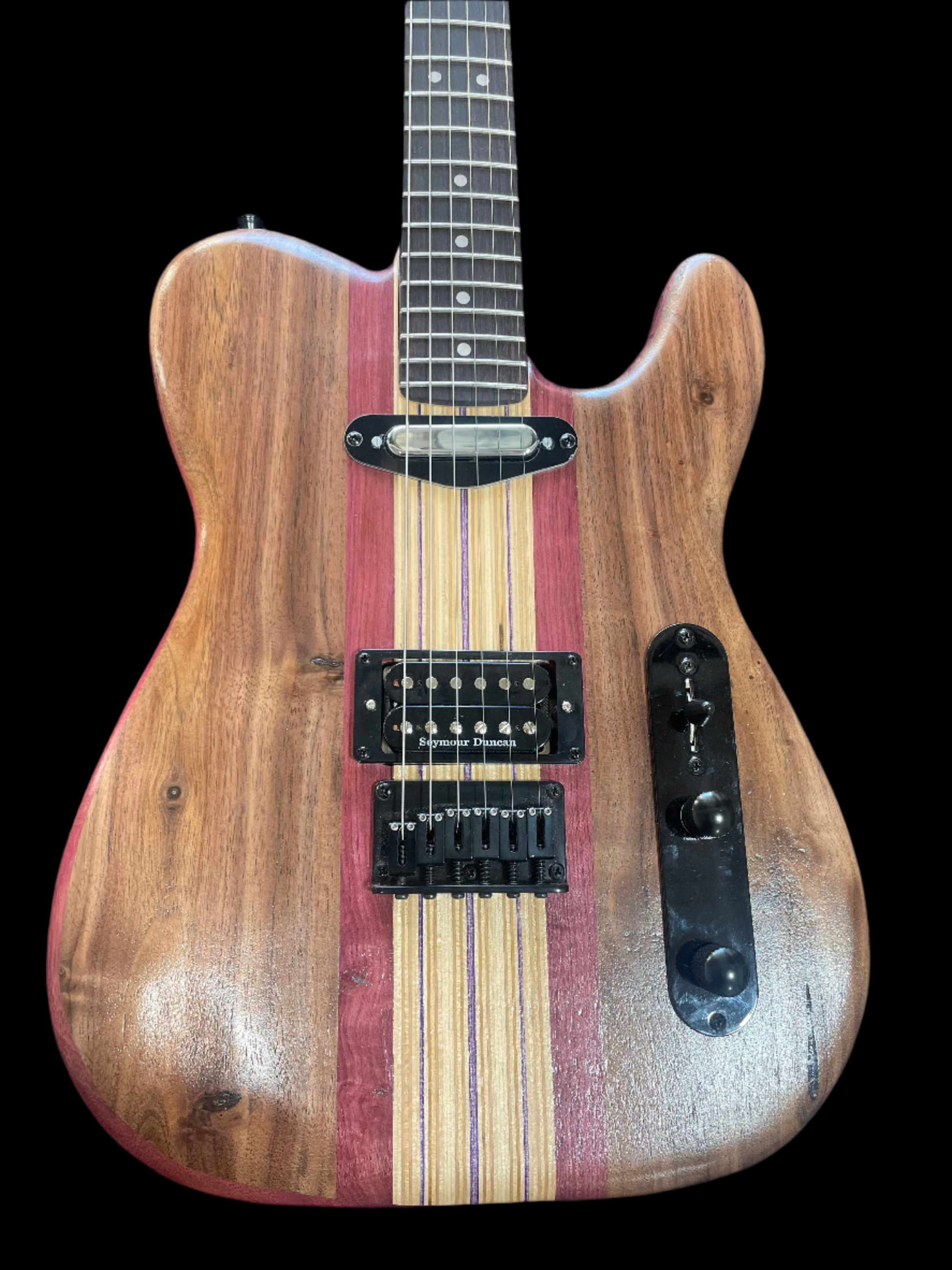 Skateboard Guitar Tele Shape – Walnut & Purpleheart