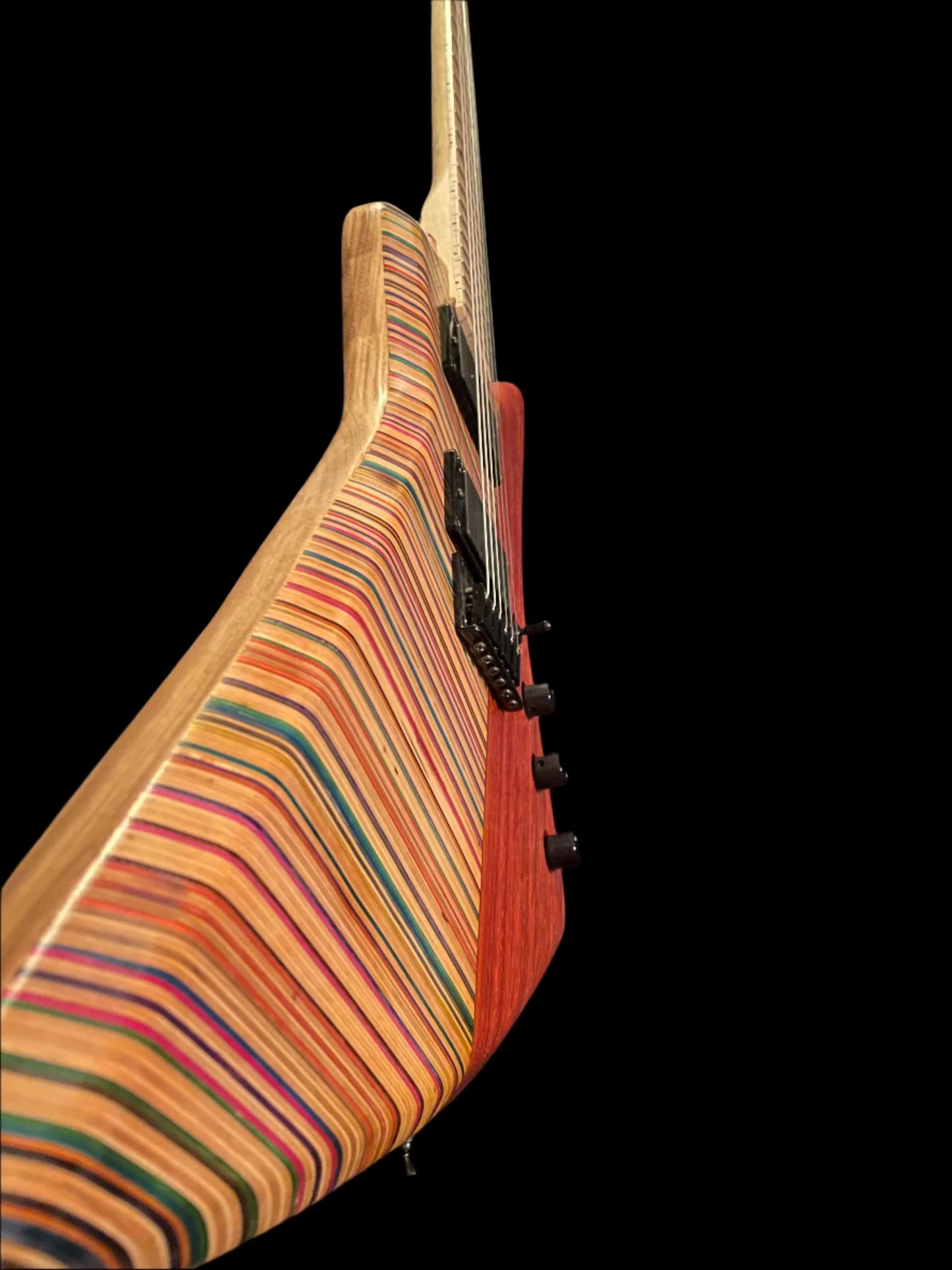 Skateboard Guitar Explorer Shape – Padauk & Ash