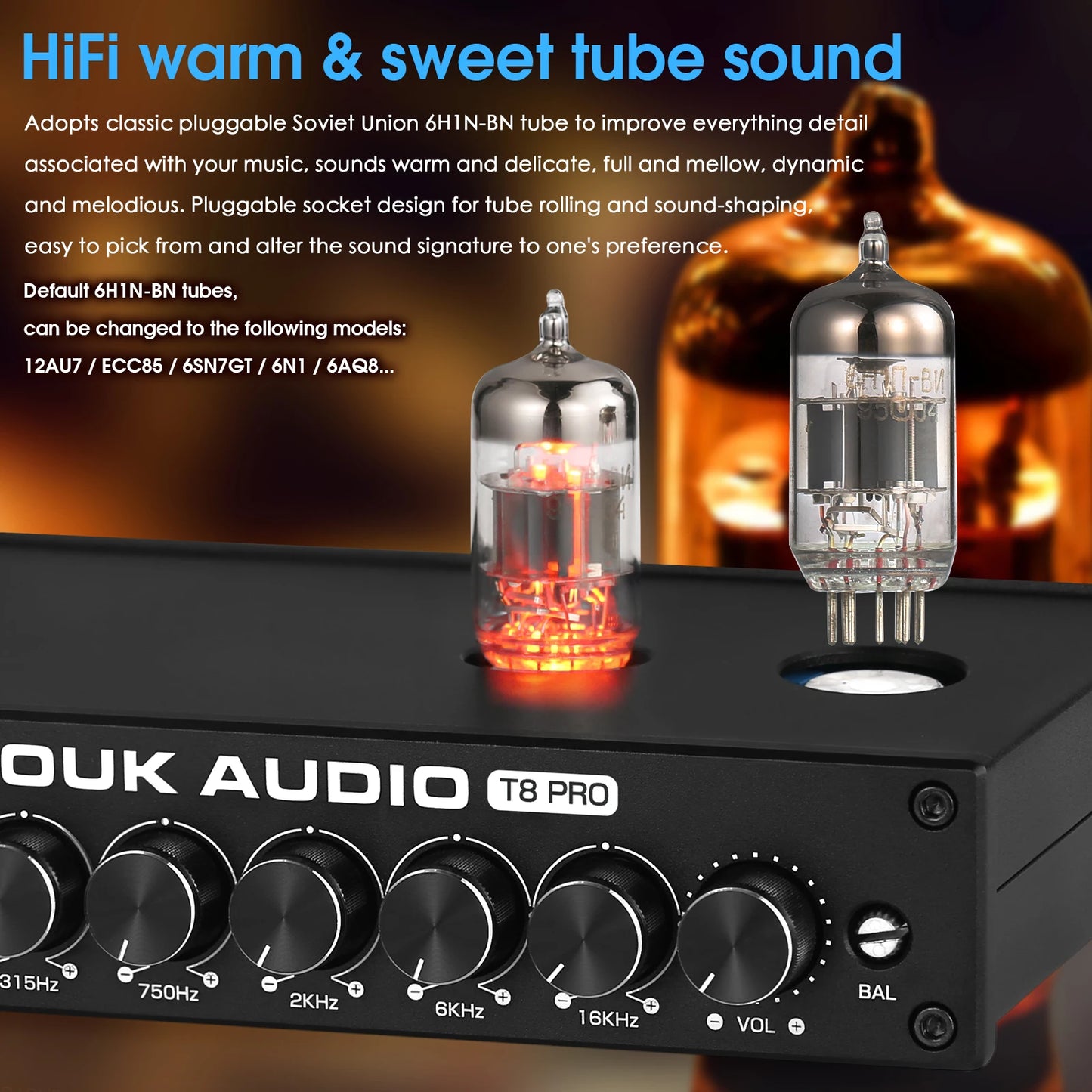 Douk Audio T8PRO Tube Preamp with 7-Band EQ & XLR