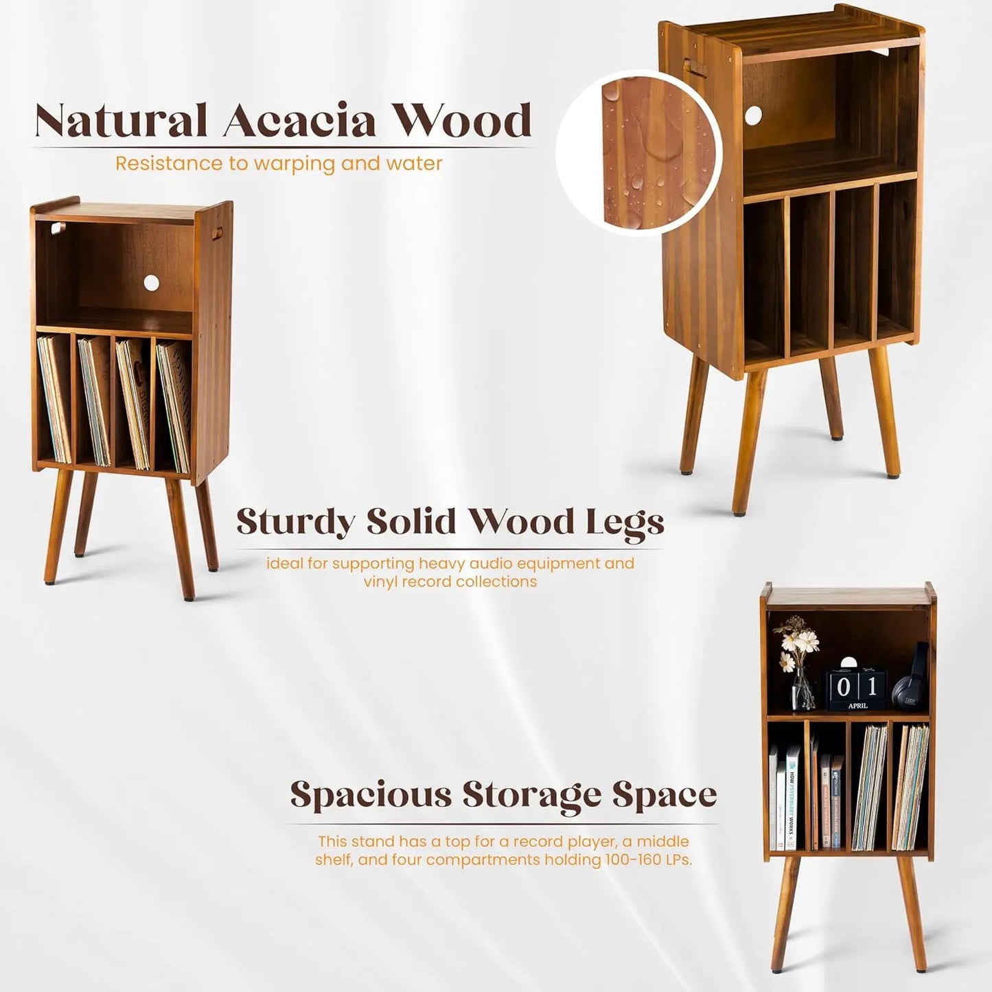 Stylish and durable vinyl record storage furniture, designed to organize and protect LPs, 12-inch, and 7-inch records while enhancing home décor.