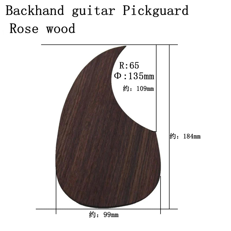 Big River Hardware Left Handed Acoustic Guitar Pickguard - Rose Wood Protection, Scratch-Resistant, Easy Installation for Musicians