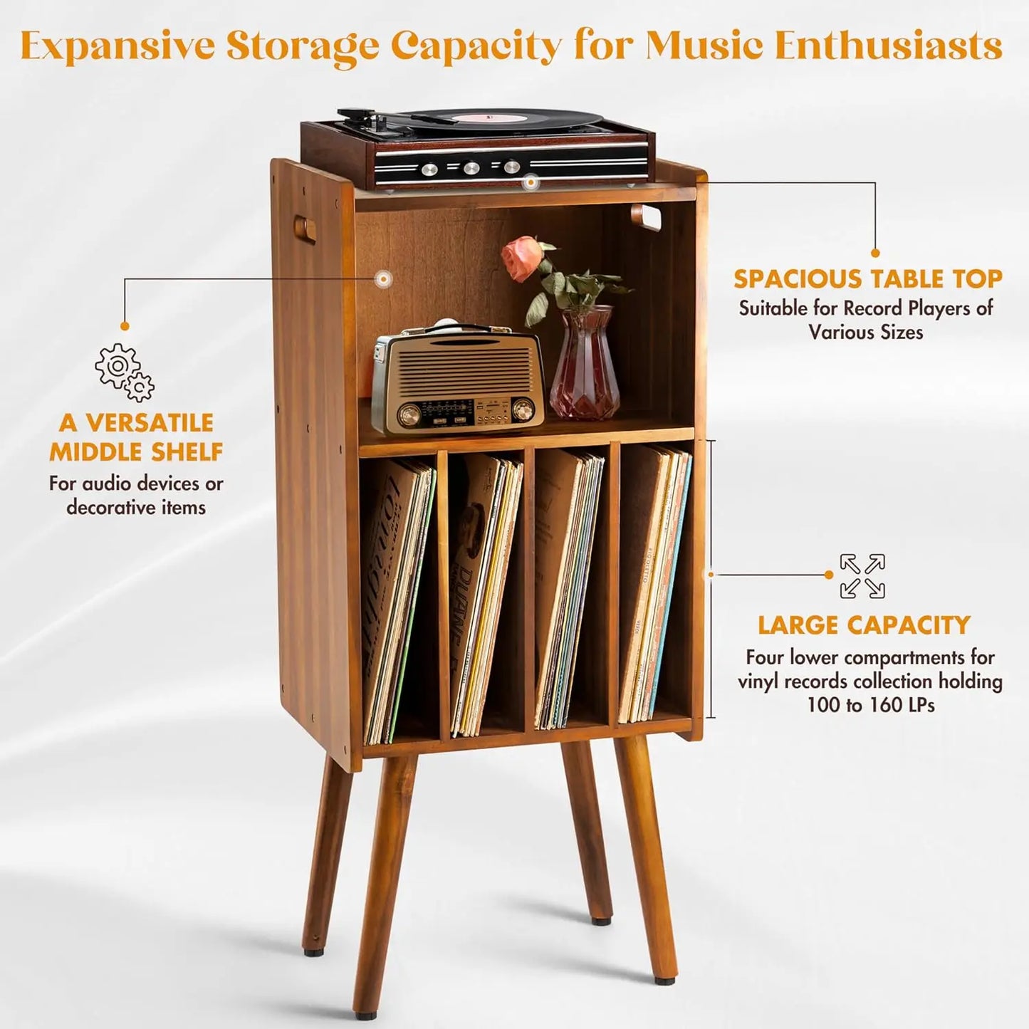 Stylish and durable vinyl record storage furniture, designed to organize and protect LPs, 12-inch, and 7-inch records while enhancing home décor.