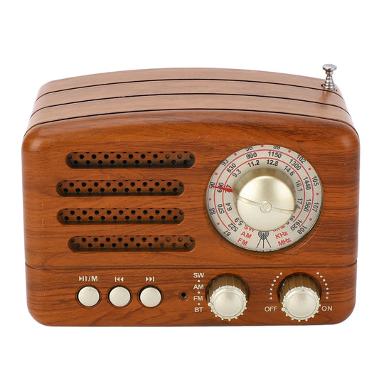 Big River Hardware Retro Wooden Bluetooth Speaker with AM/FM Radio