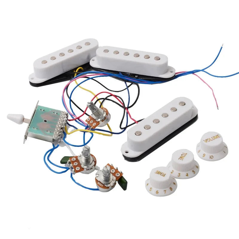 Prewired Strat Guitar Harness SSS 5Way Black Knobs