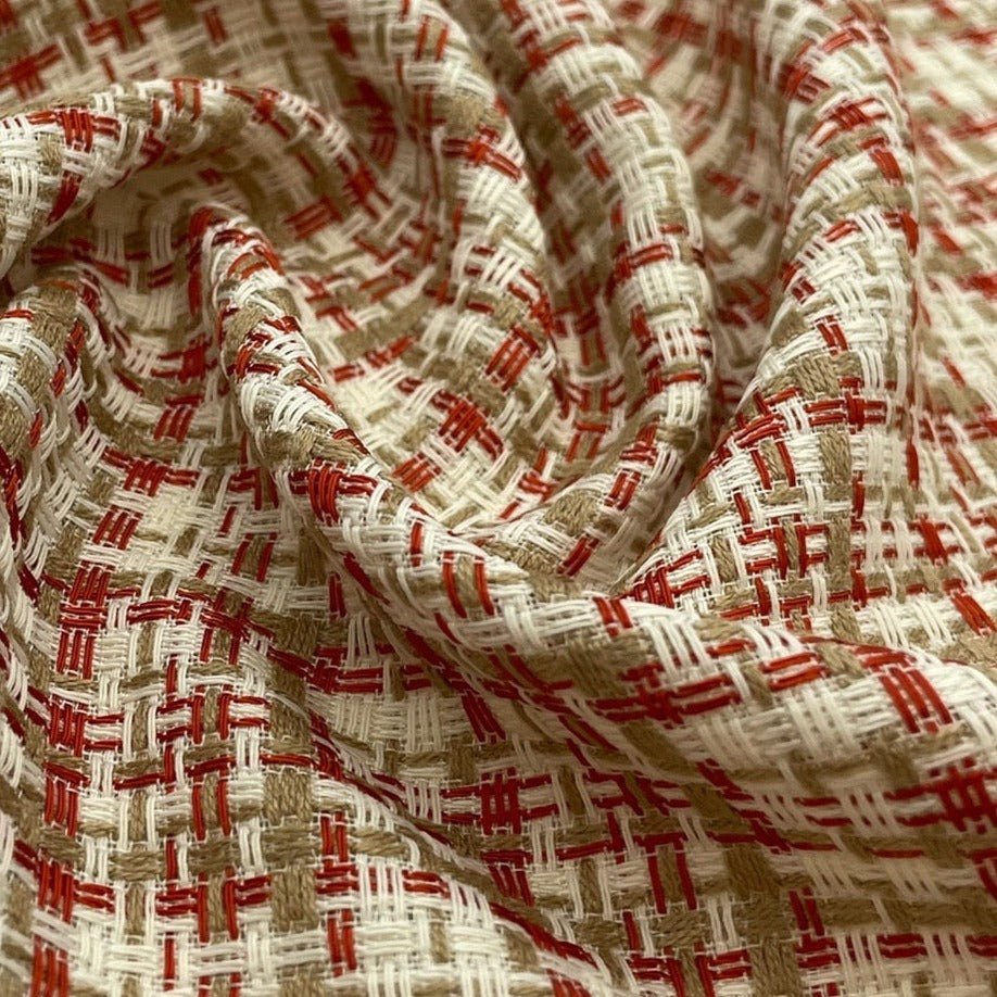 Black Retro Speaker Grill Cloth - red, white , tan