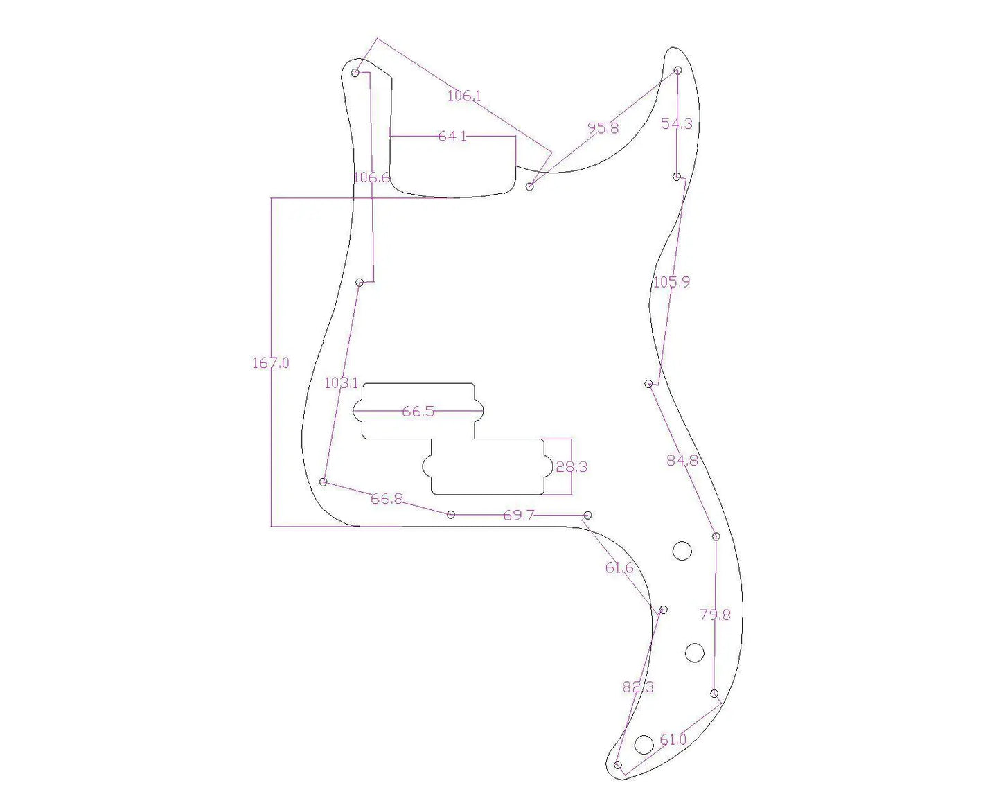 Checkerboard Pickguard for 13-Hole Fender P Bass USA/Mexican