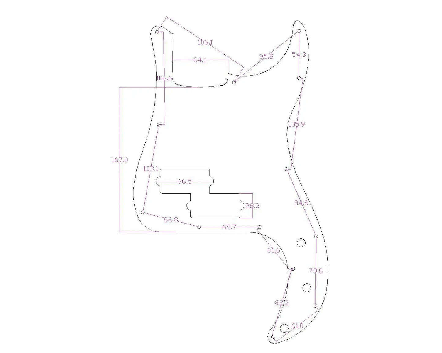 Checkerboard Pickguard for 13-Hole Fender P Bass USA/Mexican