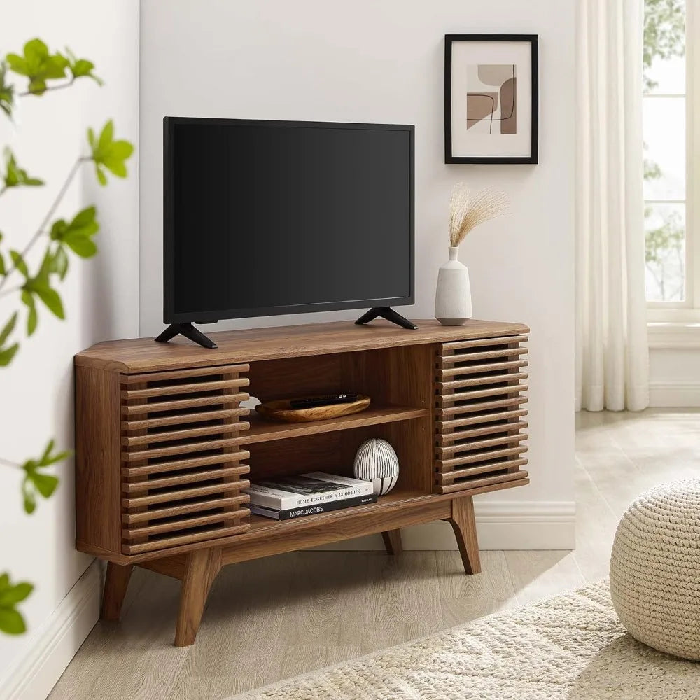 Mid-Century TV Stand – Walnut or Charcoal Finish