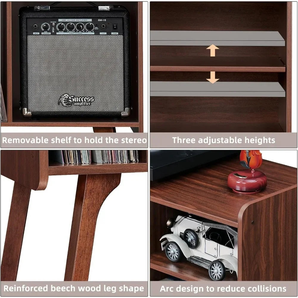 Mid-Century Record Player Stand – 3 Color Options