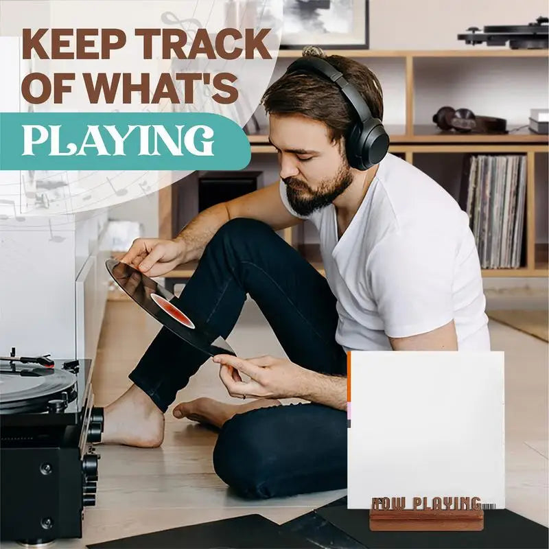 Now Playing Record Holder for vinyl albums, sleek LP display stand for turntable setups, perfect for showcasing currently playing records in style
