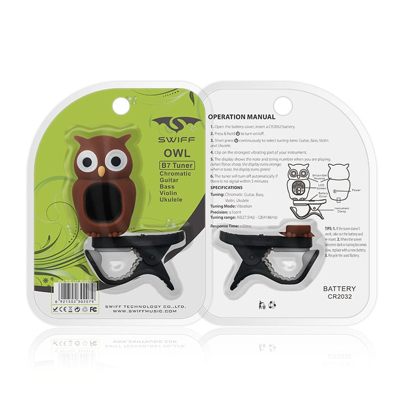 Cartoon Owl Tuner Clip - Flawless Instrument Tuning