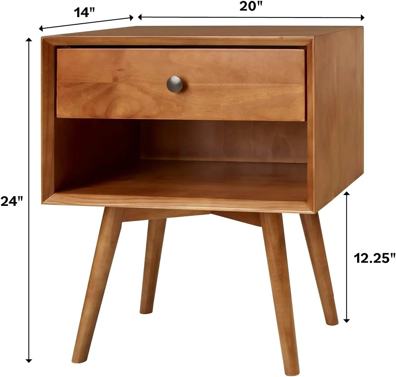 Mid-Century Turntable Stand with Vinyl Storage