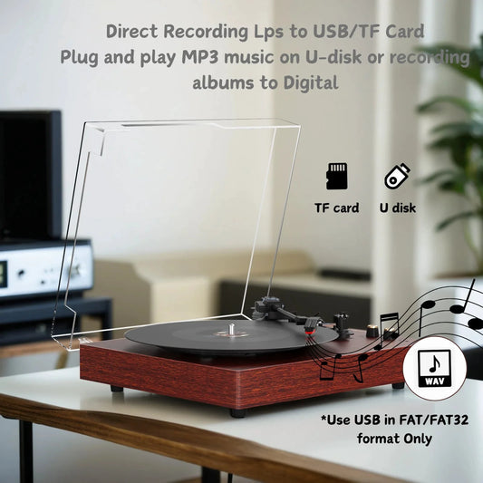 MAIO Record Player Bluetooth Vintage Audio Turntables 3-Speed 33/45/78RPM Vinyl Spinner with Speakers, Headphone Jack, AUX-in