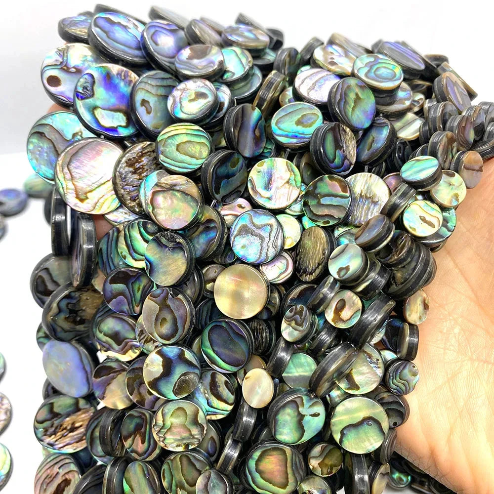 Premium Big River Hardware Natural Abalone Shell Disc Beads for DIY Jewelry, Necklace, Bracelet, and Earring Making, Sizes 8-20mm