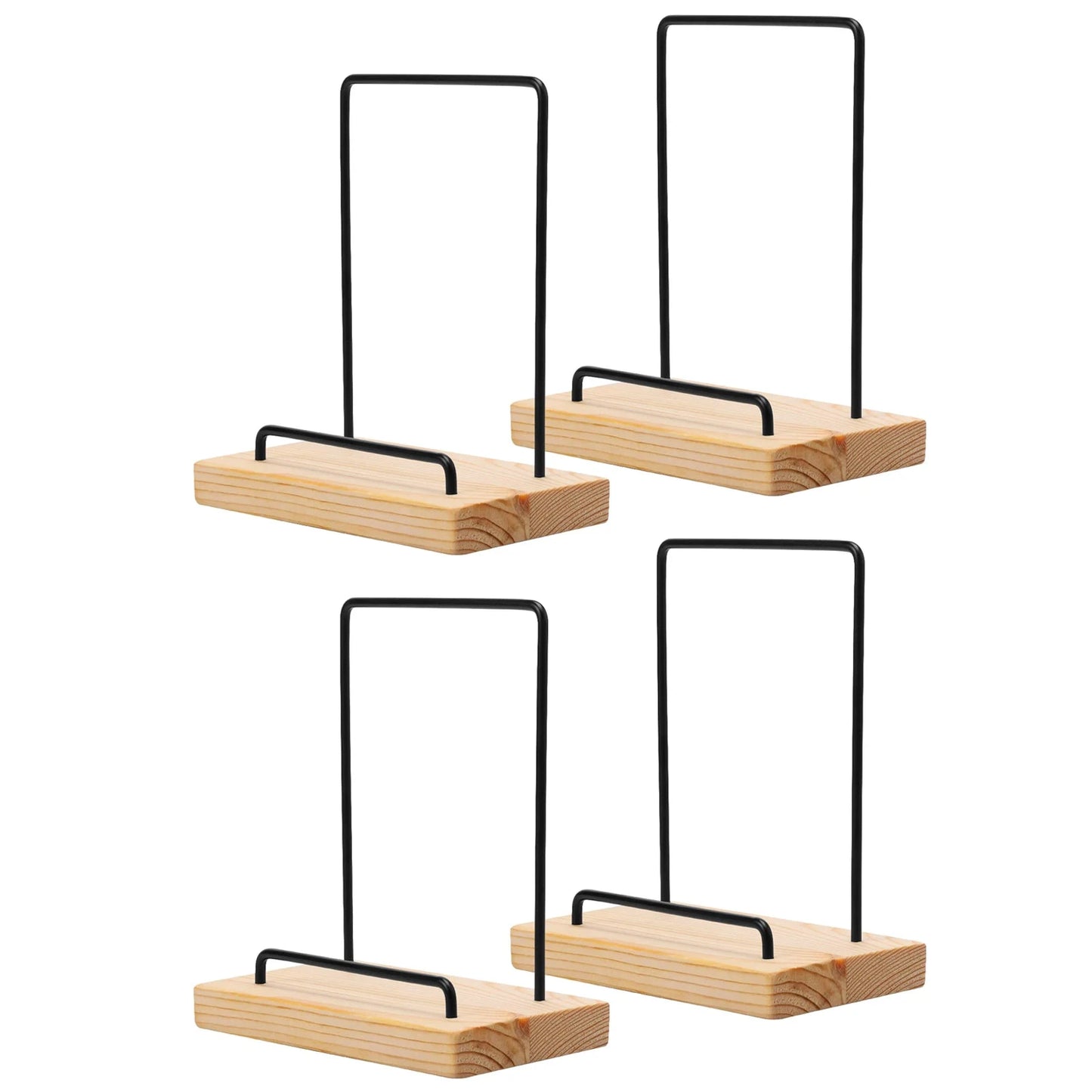 Minimalist wooden and metal vinyl record display stand, designed to showcase and organize LPs, 12-inch, and 7-inch records with a sleek, modern aesthetic