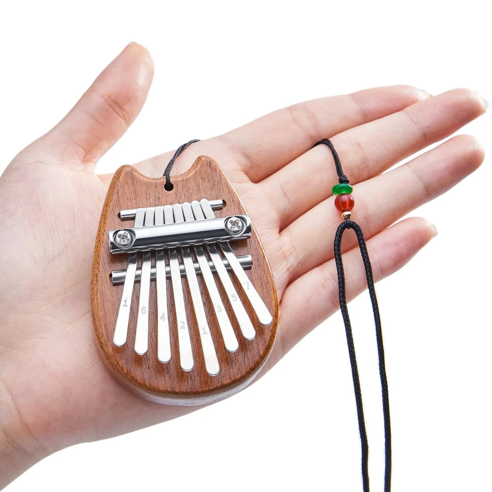 Mini Kalimba 8 Tones Wooden Finger Thumb Piano Musical Instrument with  Lanyard