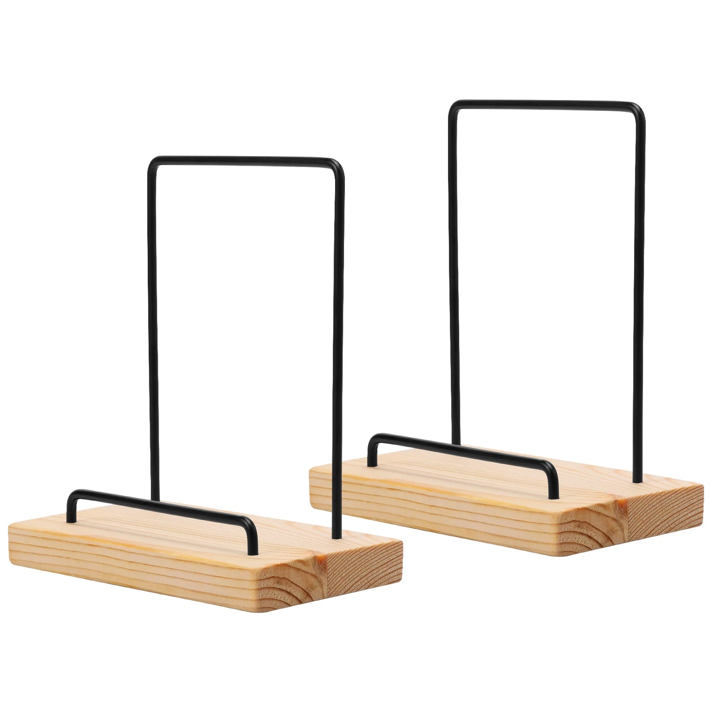 Minimalist wooden and metal vinyl record display stand, designed to showcase and organize LPs, 12-inch, and 7-inch records with a sleek, modern aesthetic