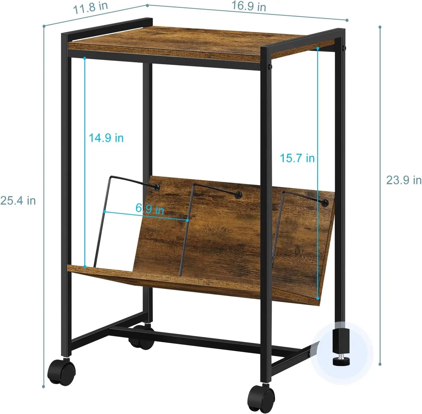 wood Record player stand with vinyl storage compartments, mid-century modern turntable table with shelves for LPs, audio accessories, and decor