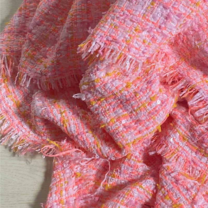 1950s-inspired pink speaker grille cloth with sparkle for vintage radio restoration