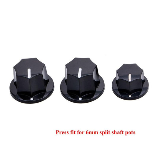 1 Set of 3 Jazz Bass Knobs Plastic Control Knobs For Fender 2 Large 1 Small - Black Guitar Knob Big River Hardware