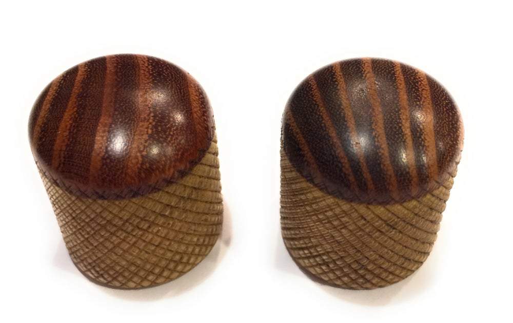 2 Osage Orange on Knurled Ash - Silo Style Custom Guitar Knobs Knob Big River Hardware