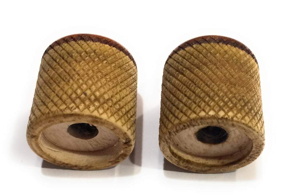 2 Osage Orange on Knurled Ash - Silo Style Custom Guitar Knobs Knob Big River Hardware