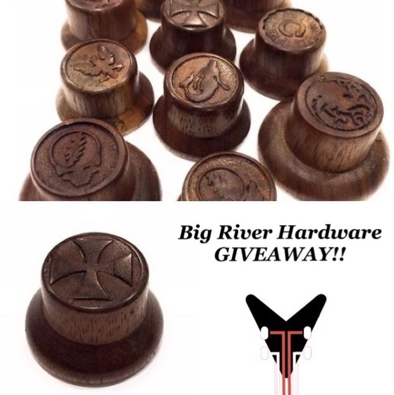 Custom Guitar Knobs - Strat Style Carved Wood- Walnut