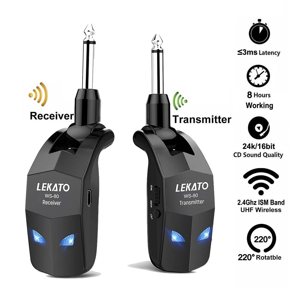 Wireless Guitar System 2.4Ghz Guitar Transmitter Receiver For Electric Guitar Wireless Transmitter Built-In Rechargeable