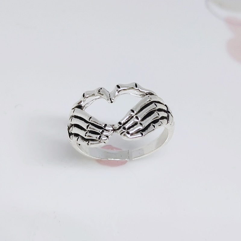 Silver Skeleton Hand Ring