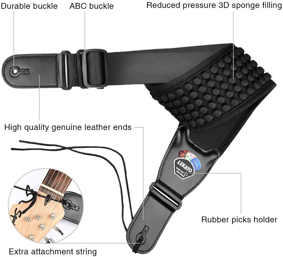 Guitar Strap Adjustable 3D Sponge Filling Guitar Belts
