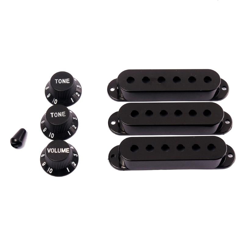 Black Guitar Parts Set Switch tip Single Coil Pickup Cover 1 Volume 2 Tone Knobs guitar parts set Big River Hardware
