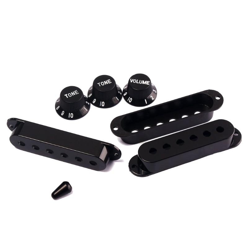 Black Guitar Parts Set Switch tip Single Coil Pickup Cover 1 Volume 2 Tone Knobs guitar parts set Big River Hardware