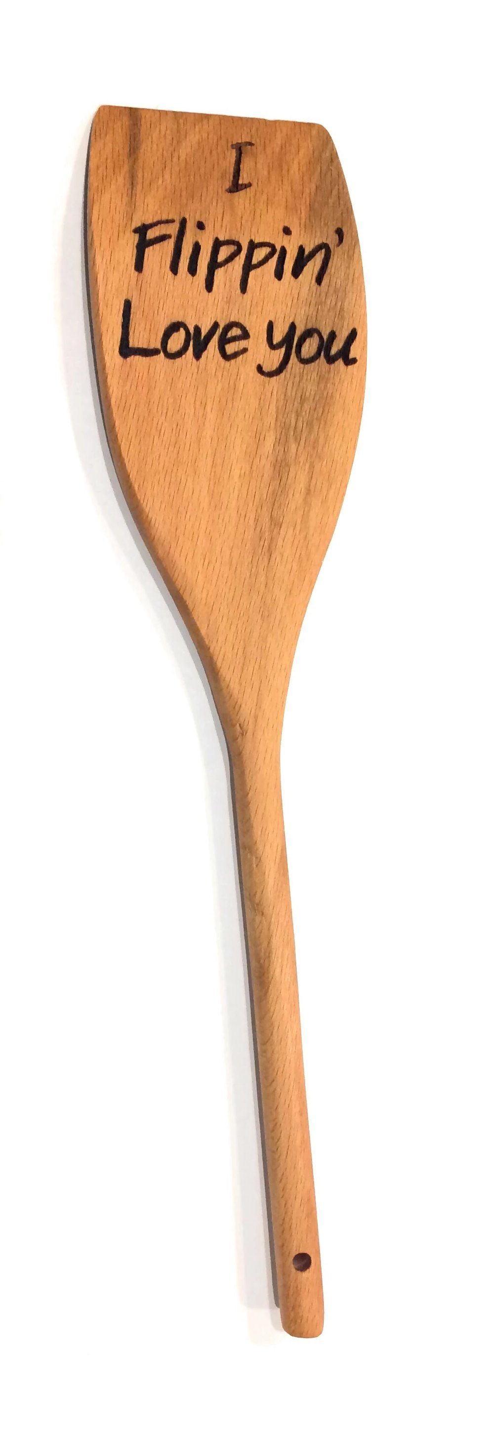 Custom Spatula - Engraved Wood "I Flippin' Love You" Spatula Big River Hardware