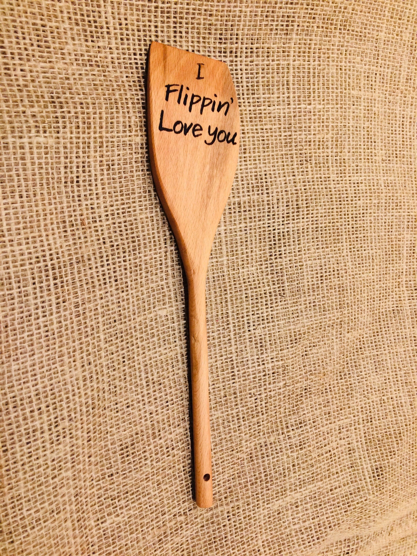 Custom Spatula - Engraved Wood "I Flippin' Love You" Spatula Big River Hardware