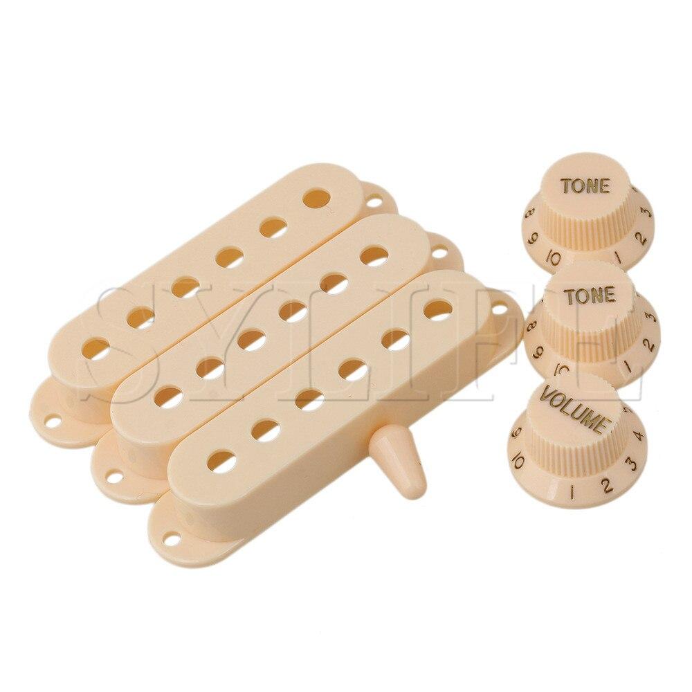 Durable 3 Pickup Cover 1 Volume 2 Tone Knobs Switch tip Guitar Parts Set Cream guitar parts Big River Hardware