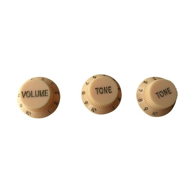 Guitar Vintage Plastic One Volume Two Tone Control Knobs for Fender ST Strat Stratocaster Guitar guitar knobs Big River Hardware Cream Yellow