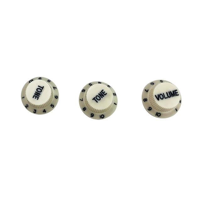 Guitar Vintage Plastic One Volume Two Tone Control Knobs for Fender ST Strat Stratocaster Guitar guitar knobs Big River Hardware Parchment