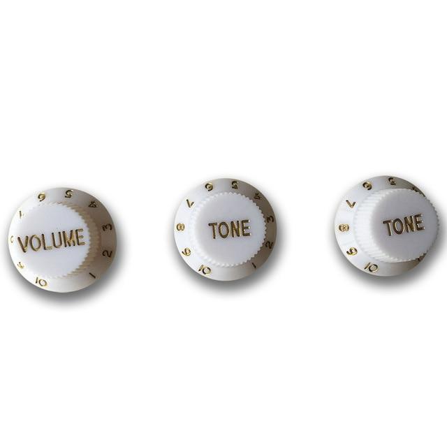 Guitar Vintage Plastic One Volume Two Tone Control Knobs for Fender ST Strat Stratocaster Guitar guitar knobs Big River Hardware White 1