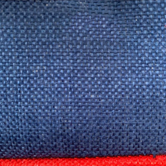 Blue vintage-style speaker cloth – thick linen burlap fabric for speaker grille restoration, offering acoustic transparency and a classic retro look