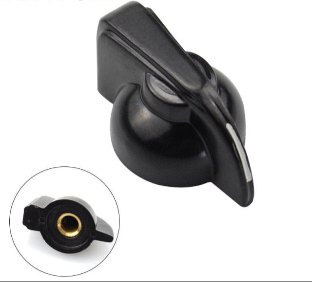 Black Chicken head knob for guitar amplifier or electric guitar, vintage-style plastic control knob with 6.35mm shaft hole and set screw for secure fit