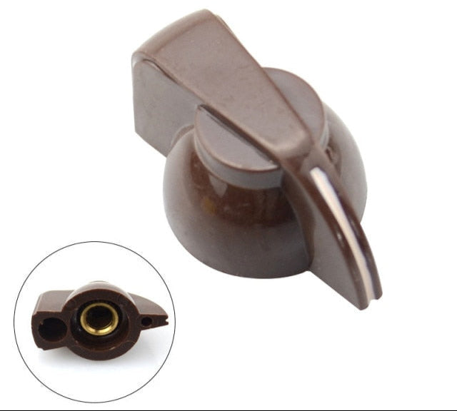 Brown Chicken head knob for guitar amplifier or electric guitar, vintage-style plastic control knob with 6.35mm shaft hole and set screw for secure fit